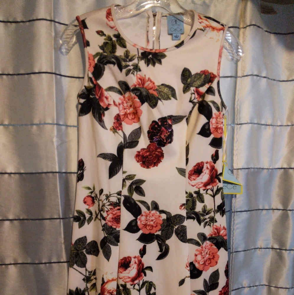 NWT white floral sleeveless dress sz 2